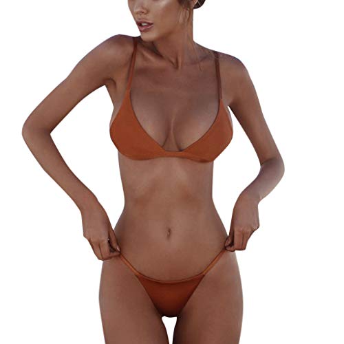 TUDUZ Damen Bikini Push Up Gepolstert Bademode Schwimmen Beach Bikini-Sets Badeanzug (Orange, Small) von TUDUZ