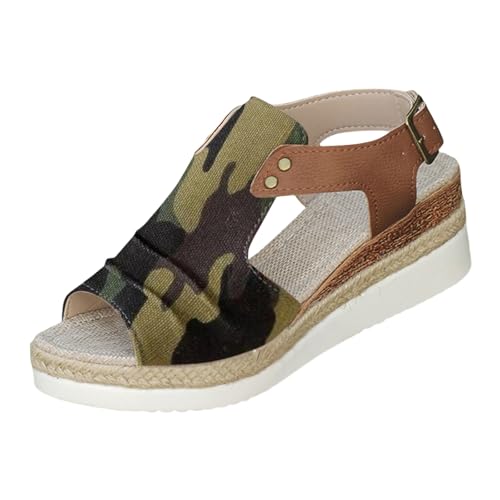 TUDUZ Damen Espadrille Sandalen Canvas-Material Jute-Plateausohle Knöchelriemen Seil Keilabsatz Frauen Casual Fischmaul Flache Unterseite Strand Schuhe Camouflage gr 41 TUDUZ Damen Espadrille Sandalen Canvas-Material Jute-Plateausohle Knöchelriemen Seil Keilabsatz Frauen Casual Fischmaul Flache Unterseite Strand Schuhe Camouflage gr 41 von TUDUZ