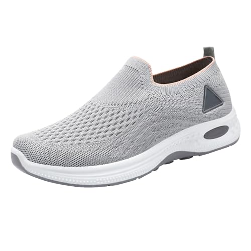 TUDUZ Damen Freizeitschuhe Slip-On Sneaker Atmungsaktives Mesh-Strick Leichte Laufschuhe Frühling und Atmungsaktive Einzelschuhe Grey gr 40 von TUDUZ