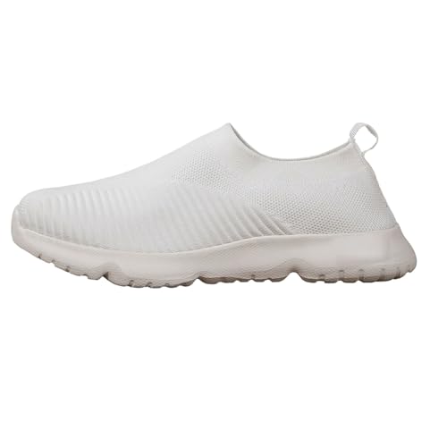 TUDUZ Damen Lässige Bequeme Mesh Leichte Atmungsaktive Einfache Sport Freizeitschuhe Damen Sneaker Schuhe (White, 41) von TUDUZ