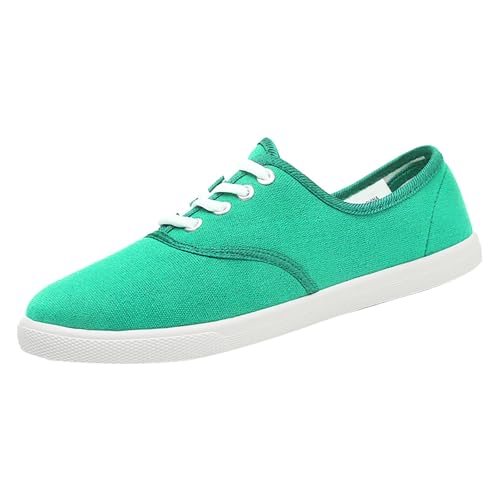 TUDUZ Damen Leichte Laufschuhe aus weichem Fashion Canvas Sneaker Klassische Schnürschuhe Leichte Freizeitschuhe Green gr 41 von TUDUZ