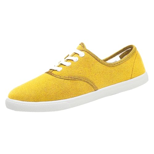 TUDUZ Damen Leichte Laufschuhe aus weichem Fashion Canvas Sneaker Klassische Schnürschuhe Leichte Freizeitschuhe Yellow gr 41 TUDUZ Damen Leichte Laufschuhe aus weichem Fashion Canvas Sneaker Klassische Schnürschuhe Leichte Freizeitschuhe Yellow gr 41 von TUDUZ
