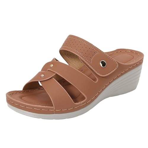 TUDUZ Damen Pantoletten mit Keilabsatz Perforierte Komfort-Sandalen Schwarz Slipper für Damen bequeme Plateausandalen Bequeme Schuhe Bronze gr 41 TUDUZ Damen Pantoletten mit Keilabsatz Perforierte Komfort-Sandalen Schwarz Slipper für Damen bequeme Plateausandalen Bequeme Schuhe Bronze gr 41 von TUDUZ