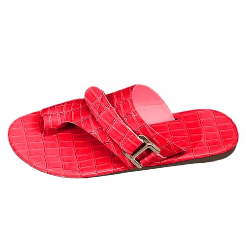 TUDUZ Damen Pantoletten mit Kroko-Prägung Beige Flache Sandalen mit Schnalle gr Komfort-Fußbett Strand Flache Flip-Flops Zehen Lässige Hausschuhe Offene Schuhe Red gr 40 TUDUZ Damen Pantoletten mit Kroko-Prägung Beige Flache Sandalen mit Schnalle gr Komfort-Fußbett Strand Flache Flip-Flops Zehen Lässige Hausschuhe Offene Schuhe Red gr 40 von TUDUZ