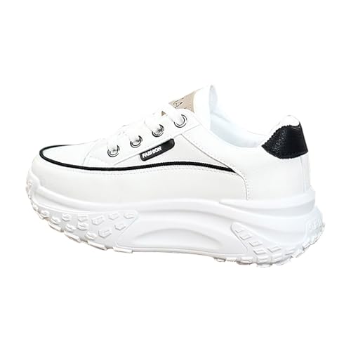 TUDUZ Damen Plateau-Sneaker Chunky Sohle Sportlich-Elegant Dicke Version vonweißen Schuhen für Frauen Student Casual Street Schuhe Höhe erhöhen Sneakers (White, 40) von TUDUZ