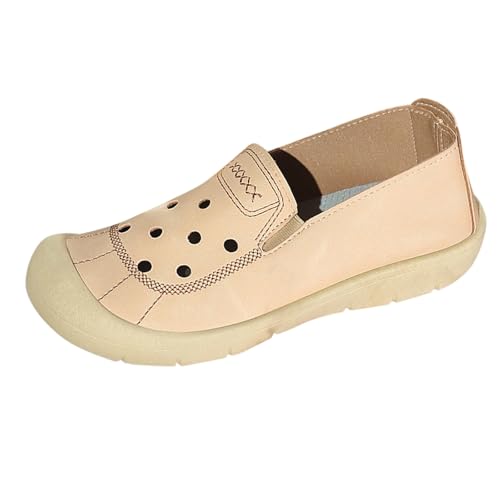 TUDUZ Damen Slip-On Schuhe Perforiert Bequeme Passform Freizeit Damen Schuhe Sneakers aus Kunstleder (Khaki, 41) von TUDUZ