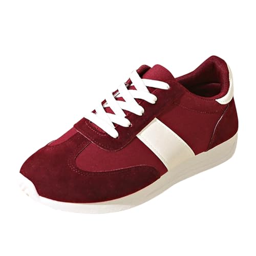 TUDUZ Damen Sneaker Sportlicher Schnürschuh Klassisches Design Weiche Sohle modische eichte weiße Schuhe atmungsaktive Hundert-Laufschuhe Damen-Sneakers Damenschuhe (Red, 37) von TUDUZ