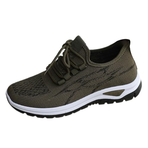 TUDUZ Damen Sneaker Strickdesign Knöchelhoch Sportliche Plateausohle Damen Flache Einfache Einfarbige Freizeit Bequeme Atmungsaktive Sport-Freizeitschuhe Walking Schuhe (Green, 37) von TUDUZ