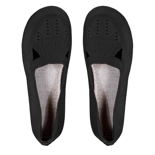 TUDUZ Damen Strick-Ballerinas Freizeitschuhe einfarbig zum Reinschlüpfen Mehrfarbig atmungsaktiv Gr. 41 Damenschuhe Atmungsaktive Flache Schuhe (Black, 41) von TUDUZ