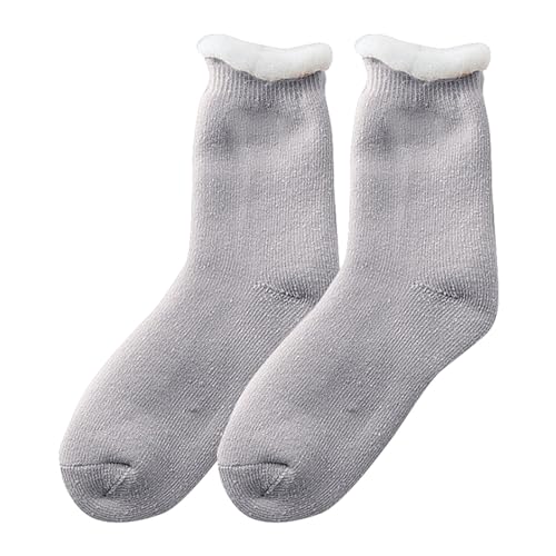 TUDUZ Dicke Socken für und Winter mit Plüsch und verdickten warmen und dicken Korallensamtsocken für Damen Herren Bekleidung (Grey, One Size) von TUDUZ
