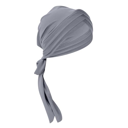 TUDUZ Eid Al Fitr-Stirnband für Damen, einfarbig, dreifacher langer Schwanz, muslimisches Stirnband, kann hinter dem Hut gebunden werden Sportanzug Damen Fitness (Grey, One Size) von TUDUZ
