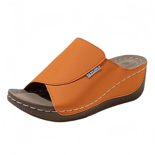 TUDUZ Fashion Damen Pantoletten Keilabsatz mit Plateausohle Komfort-Sandalen Damen Fischmaul Beach Casual Hausschuhe Orange gr 42 TUDUZ Fashion Damen Pantoletten Keilabsatz mit Plateausohle Komfort-Sandalen Damen Fischmaul Beach Casual Hausschuhe Orange gr 42 von TUDUZ