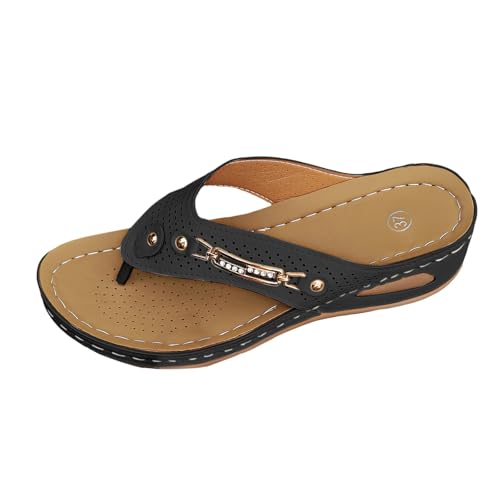 TUDUZ Fashion Damen Zehentrenner mit Keilabsatz Perforiertes Design Damen Hausschuhe Clip Toe Bequeme Kette Verzierte Flip Flops Black gr 41 TUDUZ Fashion Damen Zehentrenner mit Keilabsatz Perforiertes Design Damen Hausschuhe Clip Toe Bequeme Kette Verzierte Flip Flops Black gr 41 von TUDUZ