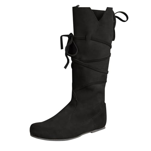 TUDUZ Fashion Mittelalterliche Stiefel Optik Schnürverschluss mit Wickelriemen Flache Sohle Schwarz Wärmen Sie Ihren Winter auf Black gr 39 TUDUZ Fashion Mittelalterliche Stiefel Optik Schnürverschluss mit Wickelriemen Flache Sohle Schwarz Wärmen Sie Ihren Winter auf Black gr 39 von TUDUZ