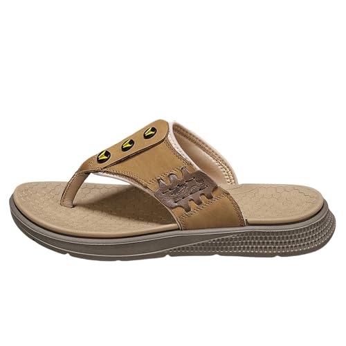 TUDUZ Freizeit Damen Sandalen mit Zehentrenner Perforiertes DesignElastischer Fersenriemen Flache Sohle Schwarz Khaki gr 41 von TUDUZ