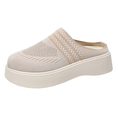 TUDUZ Freizeit-Strickschuhe mit flachen Sohlen weiche und Bequeme Hausschuhe warme Hausschuhe für den Innenbereich im Winter (Khaki, 38) von TUDUZ