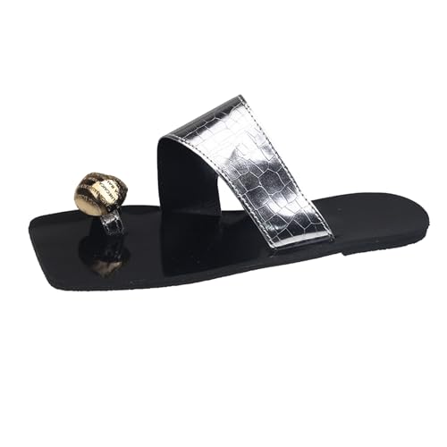TUDUZ Hausschuhe Flip-Flops universelle Freizeitschuhe für drinnen und draußen Strandferien flache Schuhe Silver gr 39 von TUDUZ