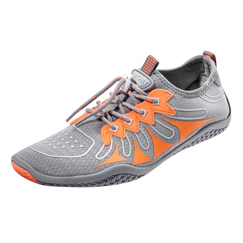 TUDUZ Herren Atmungsaktive Wasserschuhe Schnelltrocknendes Mesh-Materia Schuhe Fitness Watschuhe Angeln Anti Slip Schnell Trocknend Schwimmschuhe Tennis (Orange, 45) von TUDUZ