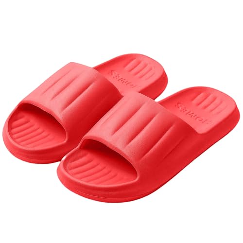 TUDUZ Herren Hausschuhe Hause Baden Badezimmer Rutschfeste Paar Casual Hausschuhe Weich und bequem Red gr 42 von TUDUZ