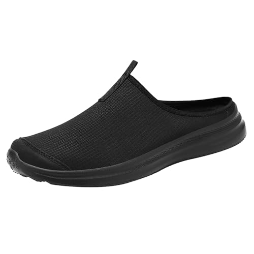 TUDUZ Herren Slip-On Sneaker mit Gummisohle Retro-Design Schuhe leichte und einfache Freizeitschuhe weiche Sohle Halb Slip auf Herrenschuhe Sneaker (Black, 39) von TUDUZ