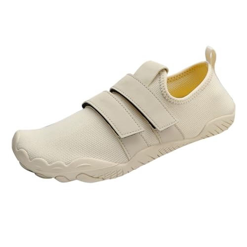 TUDUZ Herrenmode Sneakers Klettverschlussverstellung elastische Anpassung bequem und atmungsaktiv Indoor Männer und Frauen spezielles Fitnesstraining Yoga-Turnschuhe (Beige, 39) von TUDUZ