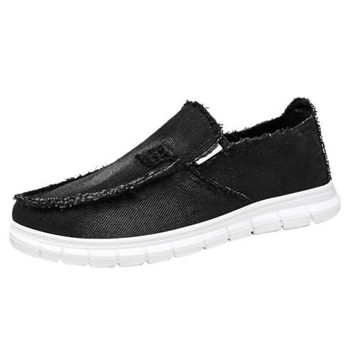 TUDUZ Kann ganze Jahr über getragen Werden Herrenschuhe aus Stoff mit Steigbügel lässig bequem flach einfache Freizeitschuhe mit weicher Sohle Trainer Schuhe Herren Canvas-Material (Black, 43) von TUDUZ