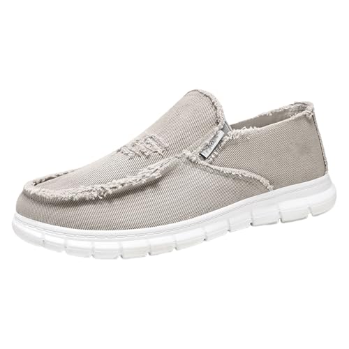 TUDUZ Kann ganze Jahr über getragen Werden Herrenschuhe aus Stoff mit Steigbügel lässig bequem flach einfache Freizeitschuhe mit weicher Sohle Trainer Schuhe Herren Canvas-Material (Khaki, 39) von TUDUZ
