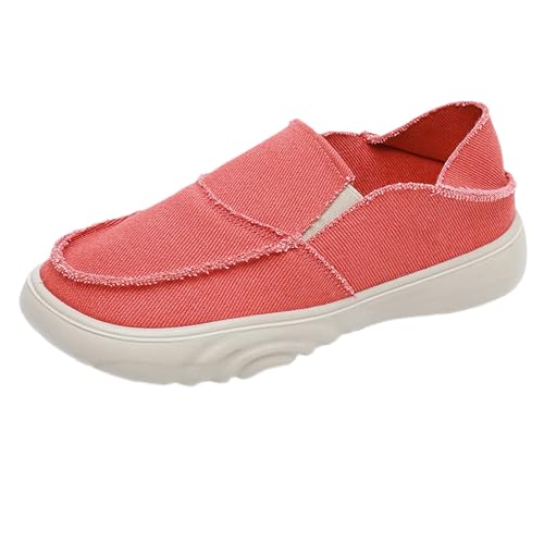 TUDUZ Lässige Leinwand Schuhe sind frisch atmungsaktiv und stylisch Dicke Sohlen sind weich Einfache Winter Damen Freizeitschuhe (Orange, 41) von TUDUZ