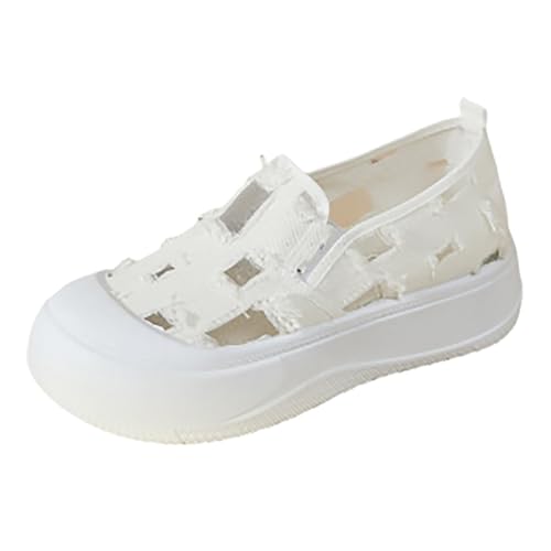 TUDUZ Leichte Bequeme und atmungsaktive Schuhe aus Mesh Schuhe Damen Sandalen Damen-Plateausandalen mit Ausschnitt (White, 38) von TUDUZ