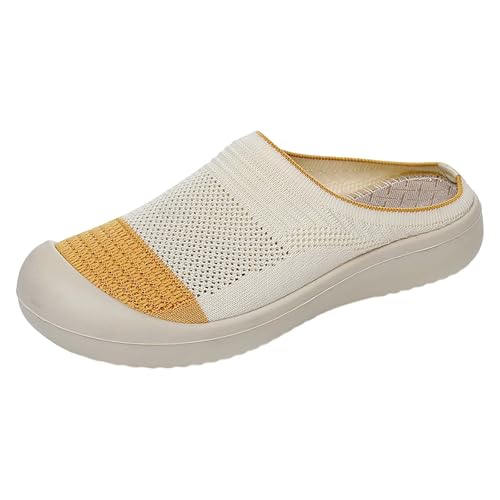 TUDUZ Mesh-Slipper mit Strick Design Zweifarbig Komfort-Plateausohle Damen Atmungsaktive Freizeit Mesh Half Drag Runder Weiche Unterseite Flacher Mund Freizeitschuhe Festlich Damen Yellow gr 41 TUDUZ Mesh-Slipper mit Strick Design Zweifarbig Komfort-Plateausohle Damen Atmungsaktive Freizeit Mesh Half Drag Runder Weiche Unterseite Flacher Mund Freizeitschuhe Festlich Damen Yellow gr 41 von TUDUZ