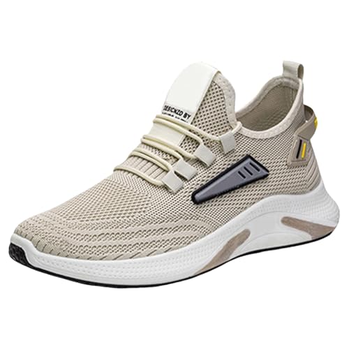 TUDUZ Mesh-Sneaker Elastischer Einstieg Atmungsaktives Design Herren-Wanderschuhe Tennisschuhe rutschfeste Laufschuhe leichte Trainingsschuhe modische Sneakers Herren Schuhe (Khaki, 40) von TUDUZ