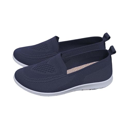 TUDUZ Modische gr Flache gr rutschfeste Mesh-Oberseite mit ausgehöhltem Obermaterial für Damen gr weich und bequem atmungsaktiv Freizeitschuhe La Trainer Damenschuhe Dark Blue gr 36 von TUDUZ