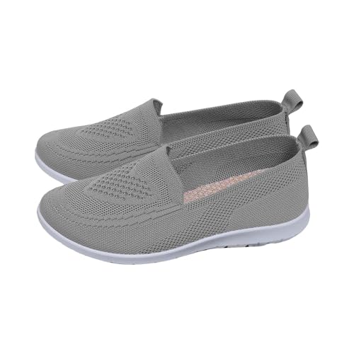 TUDUZ Modische gr Flache gr rutschfeste Mesh-Oberseite mit ausgehöhltem Obermaterial für Damen gr weich und bequem atmungsaktiv Freizeitschuhe La Trainer Damenschuhe Grey gr 39 von TUDUZ
