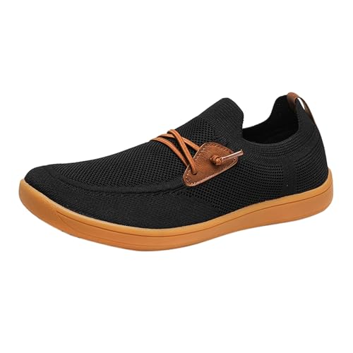 TUDUZ Sportliche Mesh-Slipper Schwarz mit Karamell-Akzenten Atmungsaktives Design Mesh-Flyweave-Sport-Freizeitschuhe Elegante Winter (Black, 46) von TUDUZ