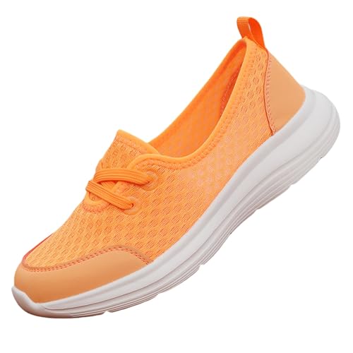 TUDUZ Universell einsetzbar zu jeder Jahreszeit Bequeme orthopädische Damenschuhe mit weicher Sohle aus Mesh lässig leicht Slipper Flache Schuhe Damen (Orange, 36) von TUDUZ