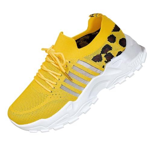 TUDUZ Universell einsetzbar zu jeder Jahreszeit Vielseitige dünne atmungsaktive Mesh atmungsaktive Sport Retro Gump weiße Schuhe Damenschuhe Flach (Yellow, 39) von TUDUZ