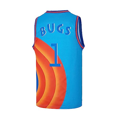 TUEIKGU #1 Bugs Space Movie Basketball Trikot für Herren 90er Jahre Hip Hop Kleidung für Party, Blau2, Klein von TUEIKGU