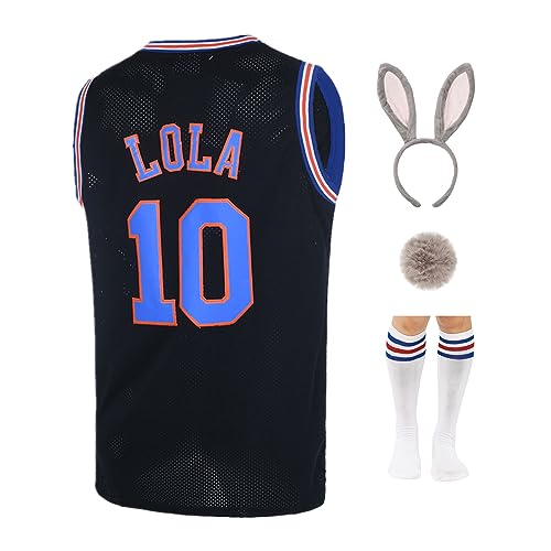 TUEIKGU #10 Lola Space 2 Movie Basketball Trikot für Herren mit Kopfreifen & Socken XS-3XL, Schwarzes Paket, Klein von TUEIKGU