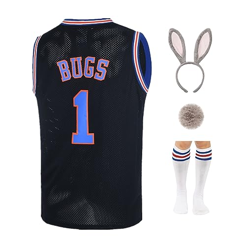 TUEIKGU Herren #1 Bugs #10 Lola Trikots Paare Halloween Kostüm Sets Weltraum Basketball Trikot für Damen, Schwarz1, L von TUEIKGU