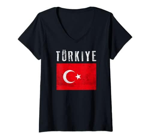 Damen Türkiye T-Shirt mit V-Ausschnitt Damen Türkiye T-Shirt mit V-Ausschnitt von TÜRKIYE