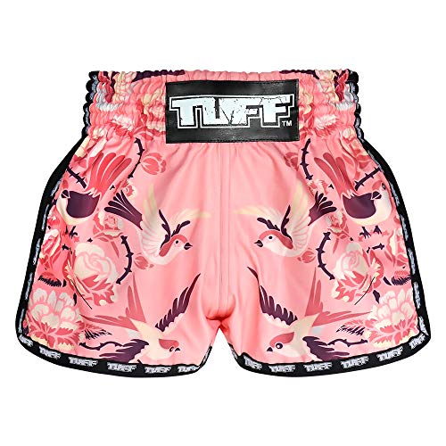 TUFF Sport Retro Muay Thai Boxshorts Kampfsport Bekleidung Training Gym Trunks Classic Slim Cut - Pink - Medium von TUFF