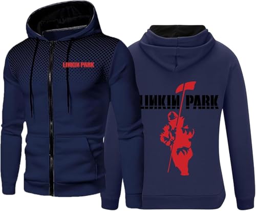 Herren Hoodies for Linkin Park Zip Up Hooded Sweatshirt Jacke Erwachsene Teenager Pullover Hoodie Hooded Sportswear(B,L) von TUIAIFA