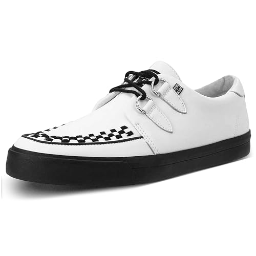 T.U.K. Leather Creeper Sneaker - Herren & Damen Schuhe - Farbe White Leather - Punk, Gothic Schuhe, Emo Schuhe und Rockabilly Style Leder und Wildleder Schnürschuhe - Größe 40 von T.U.K.