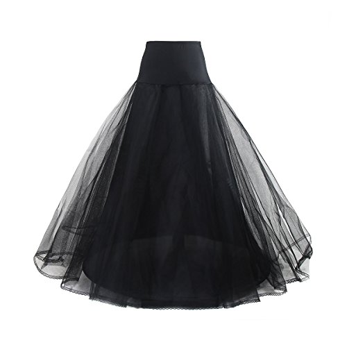 TUKA Reifrock Unterrock Elastisch 1 Ring mit Spitze, One-Size für Gr. 32 bis Gr. 42, Petticoat Vintage Retro Crinoline für Ballkleid Wedding Kleid Brautkleid Abendkleid, Schwarz, TKB0019 Black von TUKA-i-AKUT