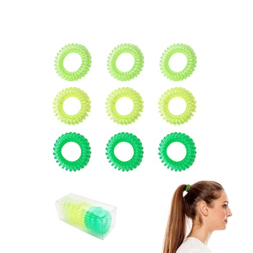 TUKEVA 9 Stück Buntes Spiral Haargummi Telefonkabel haargummi Elastisch Haarband Spirale Haar Bunt Haargummi Bunt mehrfarbig Stirnband Haarschmuck elastische Bänder für Frauen und Mädchen (Grün) von TUKEVA