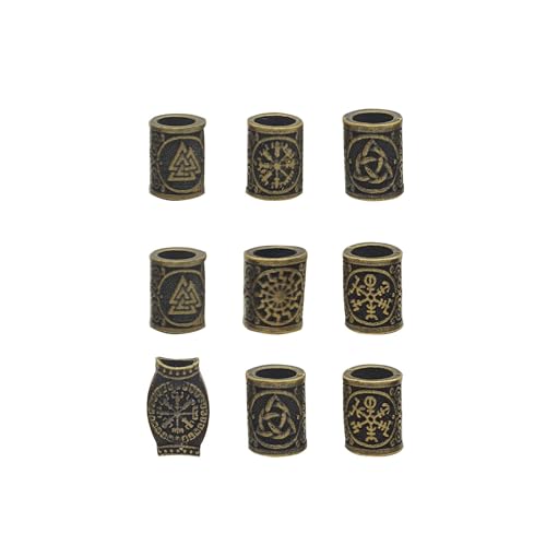 TUKEVA 9 Stück Haare Flechten Bart Clip Wikinger Dreadlocks Schmuck Nordische Haarschlauch Clip Für Frauen Männer Zöpfe Dekoration Zum Flechten von Haaren,DIY-Schmuck etc (Antikes Bronze) von TUKEVA