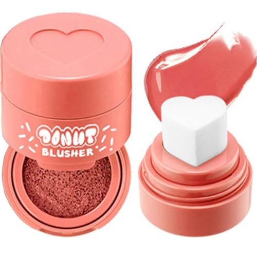 Flüssige Erröten Kompakt mit Luftkissen, Stempel Erröten mit Herzförmigen Applikator, Herzform Gesichtskissen Rouge, Flüssiges Rouge, Luftkissen Wangenröge, Rosa Rouge Highlight, 01 von TUKNN