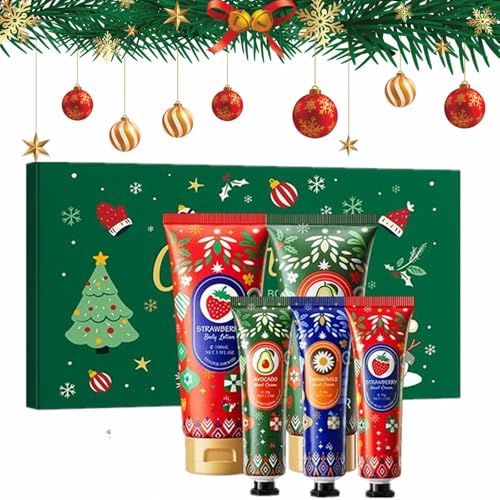 Handcreme Weihnachten Set,Handcreme Geschenkset,Weihnachts-Feuchtigkeit Reparatur-Handcremes-Körperlotion-Kombinationsset,Hand Creme Weihnachtsgeschenke für Frauen Männer (3xHand Creme,2xKörperlotion) von TUKNN