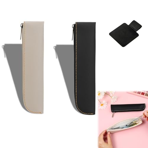 TUKNN PU Leder Federmäppchen, Tragbare Schreibwarentasche, Kleines Stiftetui mit Reißverschluss, Federmäppchen aus Hochwertigem Leder, PU Federmäppchen Tragbare SchreibwarenTasche, 2 Stück von TUKNN