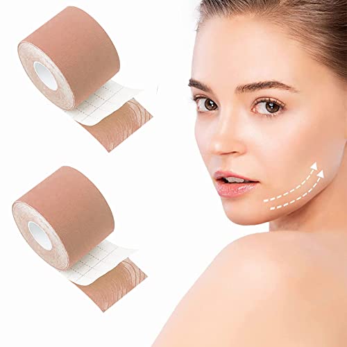 Face Lifting Tape,Anti-Wrinkle Patches,Wrinkles Schminkles,Myofasziales Gesichtstraffungsband,Multifunktional Face Tape,Anti-Falten Patches,Facial Patches,Wrinkle Patch,2,5 cm*5 m,2 Stück,Hautfarben von TUKNON